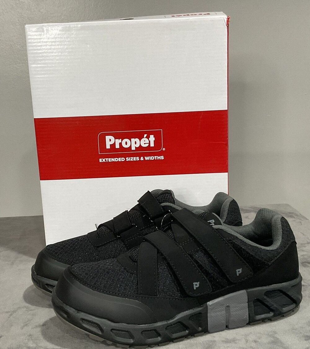 Propet Men's Matthew Strap Sneaker, Black,Size 8 M